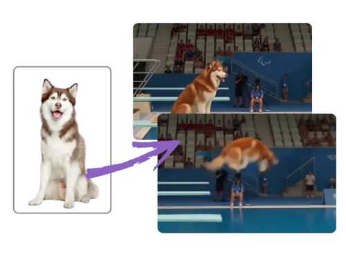 AI-generated diving video from your pet photo