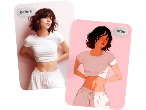 AI Image to Anime by AISaver - Transform real photos to anime art. See before (real person) & after (anime style)