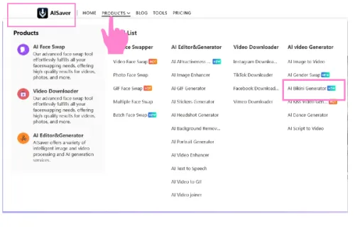 Step 1: Enter AISaver and Select AI Bikini Generator