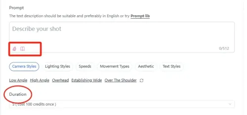 Input Prompt and Duration